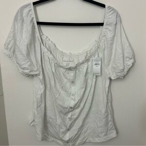 NWT American Eagle Outfitters White Puff Sleeve Blouse Size XL